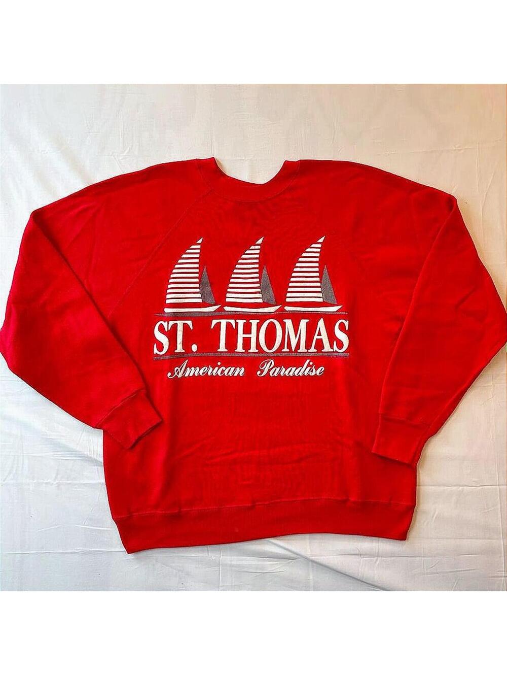 VTG 90s St. Thomas American Paradise College House Sweatshirt Made in USA Large